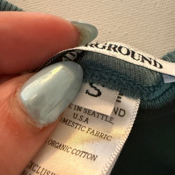 PRAIRIE UNDERGROUND | Green Organic Cotton Long Line lightweight Cardigan Small - Picture 7 of 7